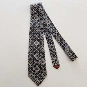 St. Michael Silk Tie Navy and Cream